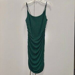 Altar'd State Roxy Cinched Glitter Dress Green
